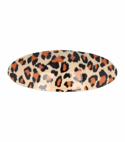 Haarspeld Ovaal Panter Print 10cm Zwart Oranje Bruin Beige