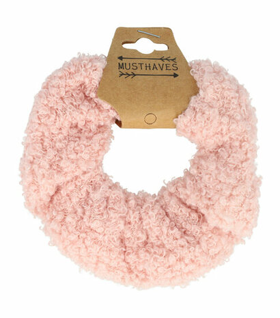 Scrunchie Haarelastiek Teddy Stof Roze