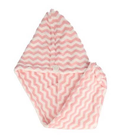 Haardroogdoek Zigzag Patroon Wit Roze