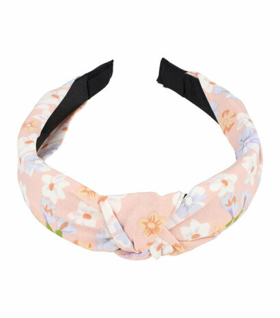 Diadeem Knoop Bloemen Patroon Pastel Oranje