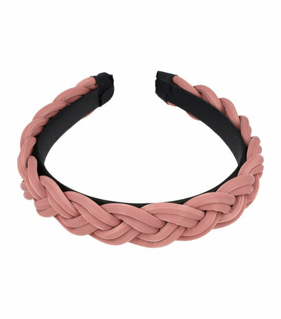 Haarband Diadeem Gevlochten Imitatie Leder Oud Roze