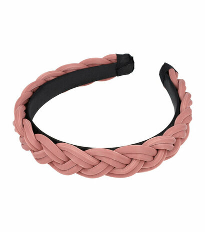 Haarband Diadeem Gevlochten Imitatie Leder Oud Roze