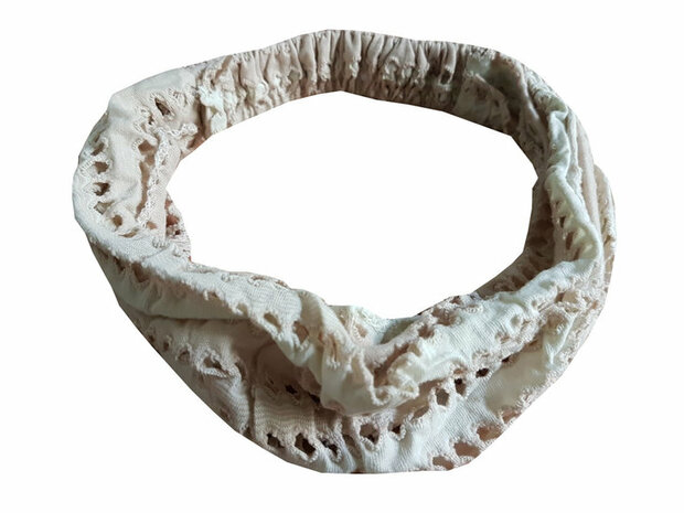 Haarband Bandana Opengewerkt Streep Beige