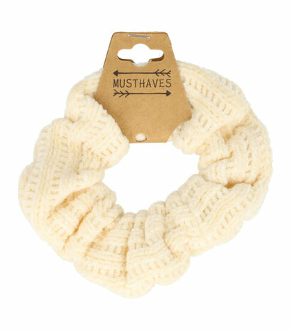 Scrunchie Haarelastiek Velvet Fantasie Patroon Creme