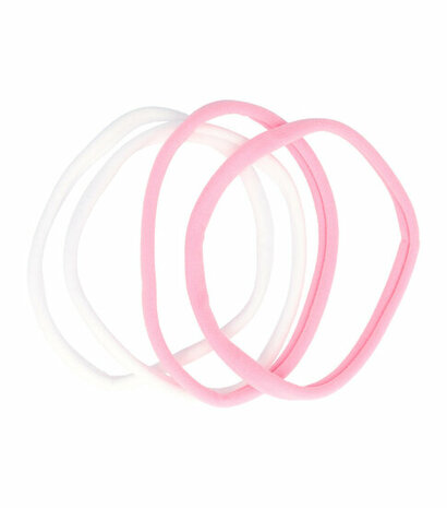 Haarband Elastiek Sport Endless Nylon 4 Stuks Duo Roze Wit