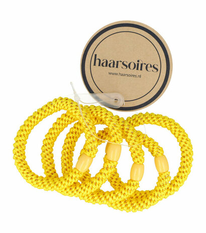 Haarelastieken Hair Tie Armband 5 Stuks Geel