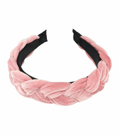 Haarband Diadeem Gevlochten Velvet Stof 4cm Roze