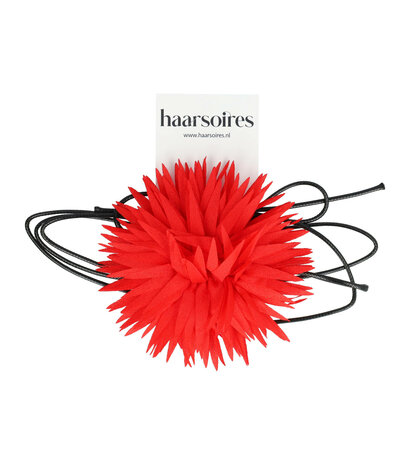 Haarband Veter Bloem Aster 10cm Helder Rood