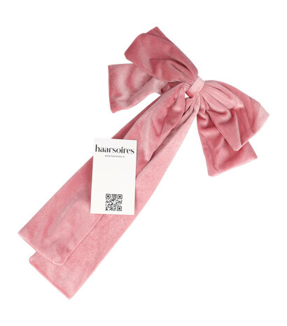 Haarspeld Strik Linten XL Velvet Roze