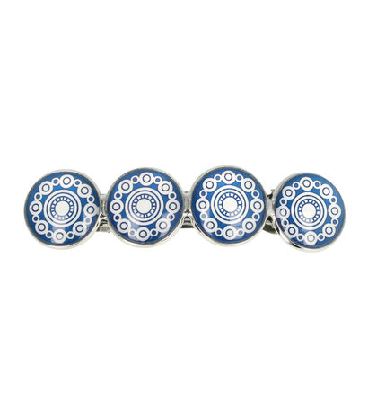 Haarspeld Cirkel Vormen Vintage Patroon 8,5cm Blauw Wit