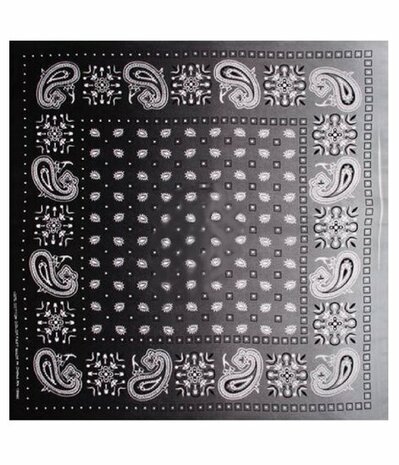 Bandana Zakdoek Paisley Print Zwart Grijs