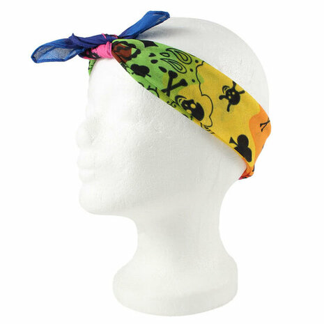 Haarband Bandana Zakdoek Paisley Regenboog Scull Print Multi Color