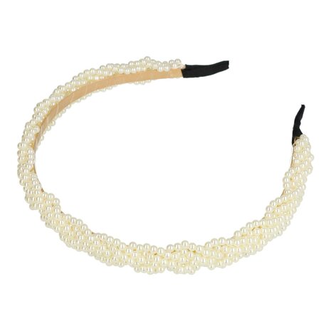 Diadeem Gevlochten Parel Kralen 2cm Goud Creme