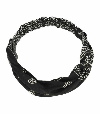 Haarband 3-in-1 Paisley Print Stof Zwart