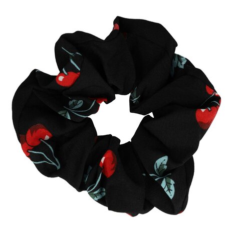 Scrunchie Haarelastiek Kersen Print 11cm Rood Zwart