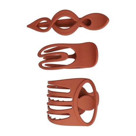 Haarklemmen Set Fantasie Mat Naturel 8cm 9cm 11cm Oranje Bruin