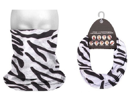 Haarband Multifunctioneel Zebra Print Zwart Wit