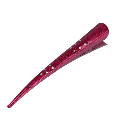 Haarspeld Duckklem Glitter Sterren 13cm Rood