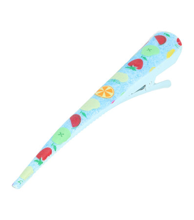 Haarspeld Duckklem Fruit Print 13cm Blauw