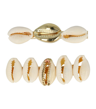 Haarspeld Duckklem Schelpen Goud Creme 