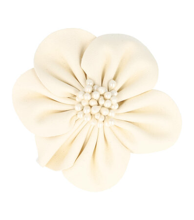 Haarspeld Duckklem Broche Bloem Leder Look 7,5cm Creme