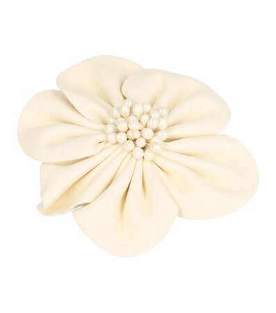 Haarspeld Duckklem Broche Bloem Leder Look 7,5cm Creme