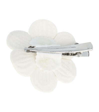 Haarspeld Duckklem Broche Bloem Leder Look 5cm Creme