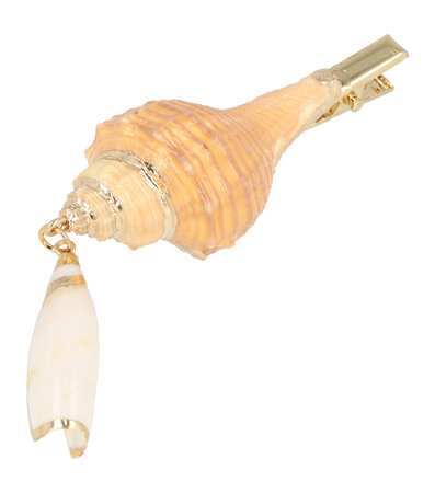 Haarspeld Duckklem Schelpen Hanger Creme Bruin