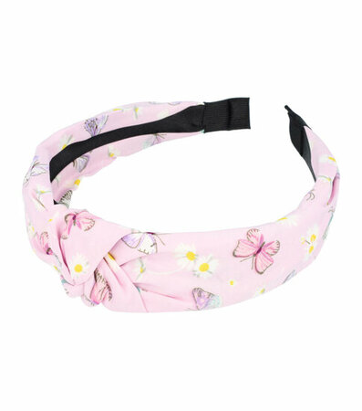 Haarband Diadeem Knoop Vlinder Margriet Bloemen Patroon Pastel Roze