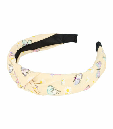 Haarband Diadeem Knoop Vlinder Margriet Bloemen Patroon Pastel Geel