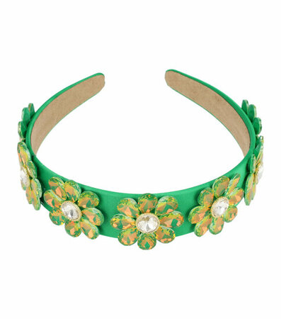 Diadeem Bloemen Facet Stenen Strass 3,5cm Groen