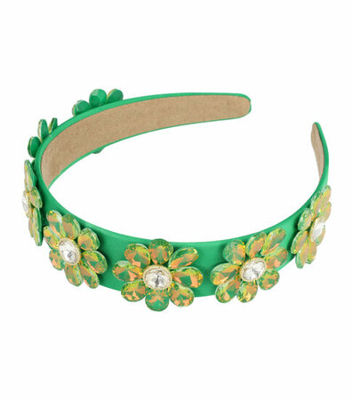 Diadeem Bloemen Facet Stenen Strass 3,5cm Groen