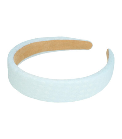 Diadeem Dik Blok Patroon Stof 3cm Pastel Blauw