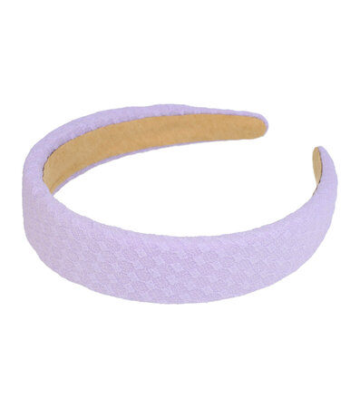 Diadeem Dik Blok Patroon Stof 3cm Pastel Paars