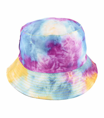 Bucket Hat Omkeerbaar Tie Dye Blauw Geel Paars