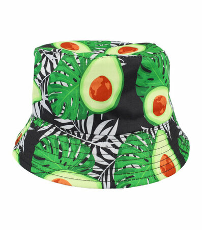 Bucket Hat Omkeerbaar Avocado Zwart Wit Groen