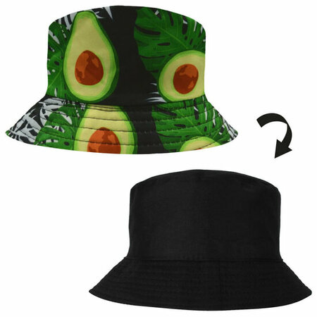 Bucket Hat Omkeerbaar Avocado Zwart Wit Groen