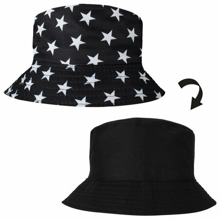 Bucket Hat Omkeerbaar Sterren Wit Zwart