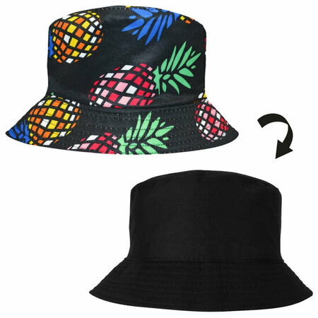 Bucket Hat Omkeerbaar Ananas Color Zwart