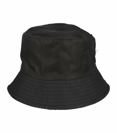 Bucket Hat Omkeerbaar Tekst Figuren Patroon Paars Zwart