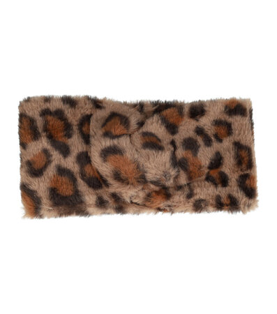 Haarband Twist Fake Fur Panter Bruin