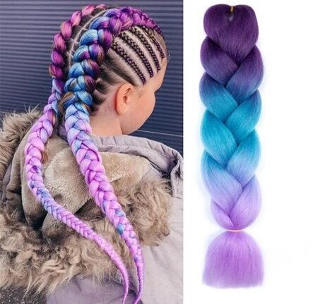 Jumbo Braids Hairextentions Color 60cm Regenboog Oranje Geel Groen Roze