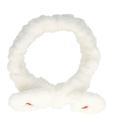 Haarband Make-up Fluffy Strik Hartjes Wit