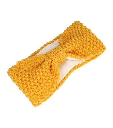 Haarband Knoop Knitted 10cm Geel