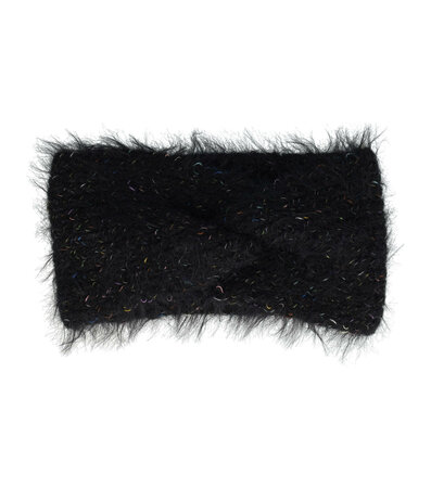 Haarband Twist Fluffy Knitted 12cm Wol Zwart