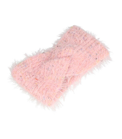 Haarband Twist Fluffy Knitted 12cm Roze