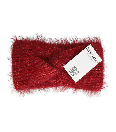 Haarband Twist Fluffy Knitted 12cm Rood