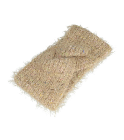 Haarband Twist Fluffy Knitted 12cm Beige