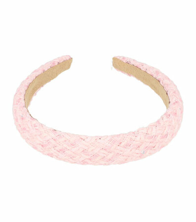 Haarband Diadeem Dik Geweven Stof Glitter Licht Roze