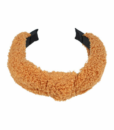 Haarband Diadeem Knoop Teddy Stof 4cm Bruin